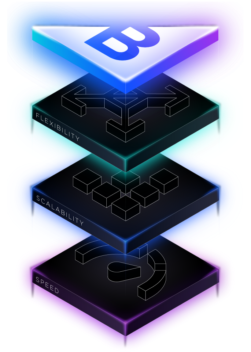 Illustration Open Saas Layers Flexibility Scalability Speed Bmark